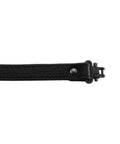 Rugged Buffalo Hide Rifle Sling With Mil Spec Swivels And Black Leather Hunting Strap showing heavy duty metal hardware details.