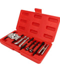 Heavy Duty 9 Piece Steel Separator Puller Tool Kit Universal Fit For Bearing Removal And Auto Repair Fits Front Rear Wheel Hubs Pinion Gears Axle Drive Shafts Perfect To Fix Bearings Without Breaking A Sweat On Your Rig Today, red case open