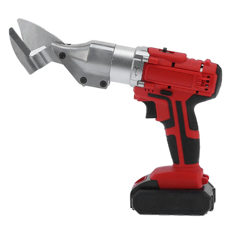 Garosa Cordless Electric Metal Shears With Chrome Steel Blade Led Lighting And 2 Speed Gear For Cutting Iron Sheets Steel Net Carpet And Paper Us Plug Heavy Duty Portable Power Tool side view with chrome steel blade and ergonomic grip.
