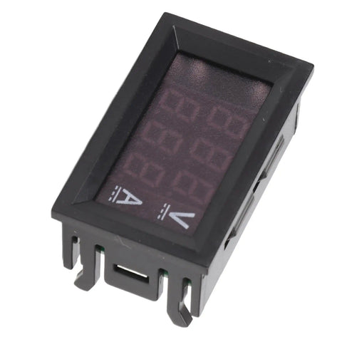 Dual LED Voltmeter Ammeter Panel Meter For Electronics Projects Up To 50A With Red And Blue Display No Brainer Readout angled view