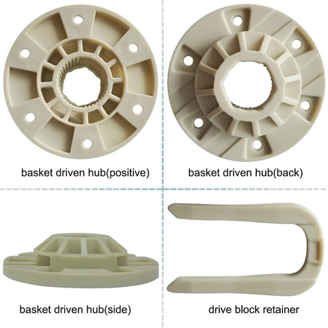 Ultra Durable Upgraded Washer Basket Driven Hub Kit W10528947 For Maytag Whirlpool Kenmore Washers Fits Mvwx655dw1 Mvwx655dw2 Wtw5000dw0 Wtw5000dw1 Wtw5000dw2 Wtw5000dw3 Mvwc565fw1 Includes Drive Block Retainer, beige plastic parts