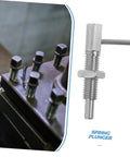 Heavy Duty Stainless Steel Indexing Plunger Pin placed beside machinery, showcasing spring latch and large hex head design.