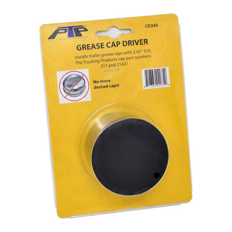 Grease cap driver tool in packaging for trailer axle maintenance, installs 2.45 inch OD caps, part of Easy Fit Kit.