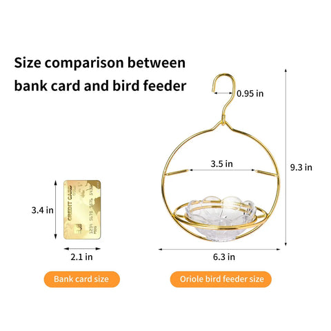 Size comparison of Outdoor Oriole Feeders With Fruit Holder No Fuss To Disassemble And Wash Sturdy Metal Frame Bird Feeders