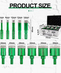 Diamond Core Drill Bit Kit with Vacuum Brazed Technology for Dry Drilling Tile Porcelain Ceramic Stone, 6-38 mm sizes shown