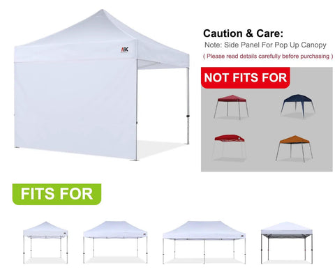Sidewall For 10x10 Pop Up Canopy Tent, Waterproof 300D Polyester With PU Coating, Blocks Ninety Nine Percent UV Rays, 86x120 Inches, Fits Most Straight Leg 10x10 And 10x20 Canopies, White
