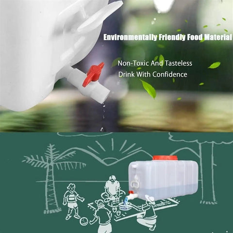 Food Grade Water Storage Tank 340L Plastic Storage Barrel for home, office, school, hotel, and outdoor use with red valve