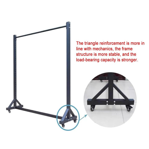 Badass Heavy Duty Rolling Textile Storage Rack With Adjustable Metal Rods And Smooth Casters For Vinyl Rolls Wallpaper Window Film Scarves And Big Quilts 6 Bar Setup, showing stability features and wheel detail.