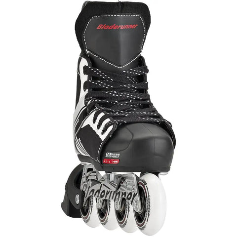 Youth Hockey Inline Skates Adjustable Four Size Fit With Lace Closure, Felt Padded Tongue, Aluminum Frame, Black And White Design