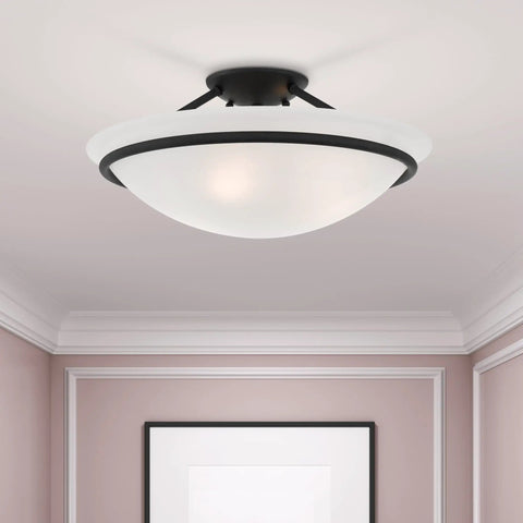 Newburgh 3 Light Ceiling Mount in Black Finish with Sleek Transitional Steel Design for Modern Living Spaces
