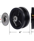 Diagram of Beefy Cast Iron V Groove Caster Wheels 4 Inch Diameter One And One Half Inch Wide With One Half Inch Axle components