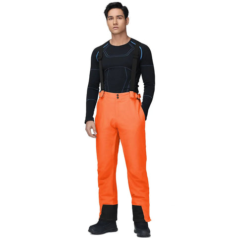 Men's Insulated Snow Bibs With Detachable Suspenders Warm Waterproof Ski Pants For Cold Powder Days Four Way Stretch Snowboard Overalls Breathable Durable Orange Size M All Weather Outerwear For Winter Sports Enthusiasts