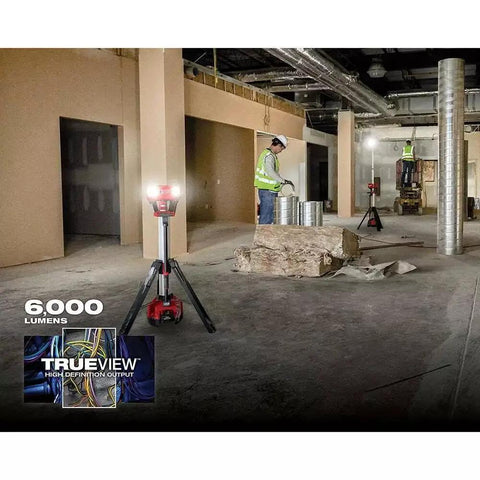 2136-20 Cordless Tripod Light For 18V M18 Rocket System, 6000 Lumens Li Ion Tower Light illuminating construction site