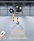 Heavy Duty Electric Lifting Hoist 1100 Lbs Load Capacity Plus 1500 Watt Motor Winch Crane with remote and lifting concrete block