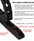 Close-up of CNC Cable Drag Chain 10mm By 10mm Inner Size, 1 Meter Length Bridge Type Non Openable Black Plastic Wire Carrier