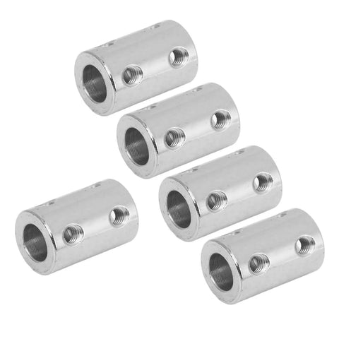 Straight Up Heavy Duty Five Piece Steel Shaft Coupling Set featuring flexible motor couplers, shown from multiple angles.