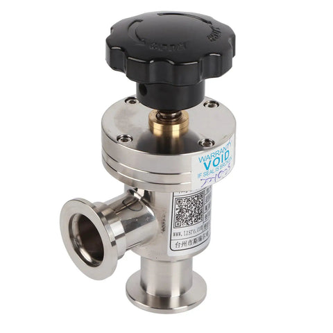 Workhorse Vacuum Isolation Valve With Bellow Seal And Air Admittance, KF25 304 Stainless Steel High Vacuum Manual Right Angle Valve image