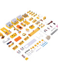 Electromagnetism Kit For High School Students Hands On Electricity And Circuit Magnetism Experiments With Ohm Law And Electromagnetic Induction Detailed Manual For Learning By Doing In Class Or Home Lab components laid out on white background.