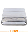 Heavy Duty Stainless Steel Toolbox With Dang Tough Carry Handle Features Four Tier Seven Tray Folding Cantilever Rack For Garage Shop Or Home Office Delivers Heaps Of Nifty Tool Storage And Slick Parts Sorting Daily, viewed from above.