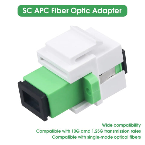 Five Pack SC APC Fiber Optic Keystone Couplers for Patch Panels and Wall Plates Connect Two SC APC Singlemode Fiber Patch Cords adapter