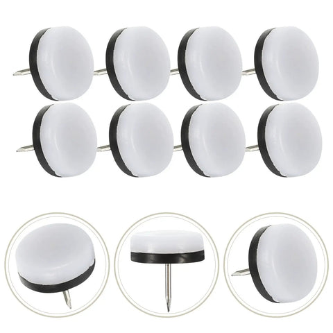Non Slip Furniture Glides Nail On Pads for chair and table legs noise proof quiet glide floor protection, pack of 9 nail-on pads, white and black