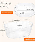 Diagram showing dimensions of Massive 11.5L Ice Bucket Duo For Parties, clear plastic, with length and height measurements.