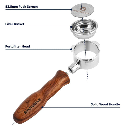 Bottomless 54mm Espresso Portafilter With 3 Ears And Puck Screen, Comes With Filter Basket, Built For Pro Level Home Baristas, Fits 54mm Models And BES 870 878 880 Series, Delivers Rich, Clean Espresso With Clear Visual Extraction
