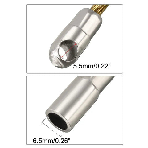 Uxcell 6.5 Inch Flexible Fish Tape Leader Wire Cable Puller Replacement Guide, steel core, showing 5.5mm and 6.5mm openings.