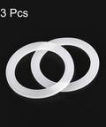 3-pack Silicone Gasket Seal For 1 Cup Coffee Maker Replacement Ring 38x50x2.2mm, white rings on black background