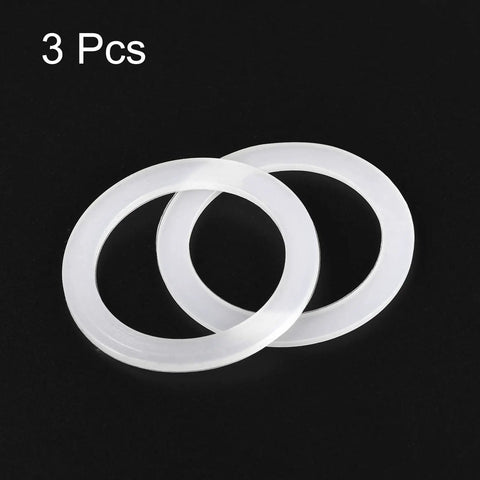 3-pack Silicone Gasket Seal For 1 Cup Coffee Maker Replacement Ring 38x50x2.2mm, white rings on black background