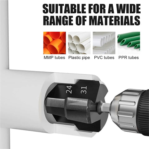 Heavy Duty Tungsten Carbide Step Drill Set For Ppr And Tpr Pipe Rupture Repair With Chamfer Bracket Plus Pagoda Bit 3 Piece Kit Fits Hand Drills Like A Champ, 24-31mm
