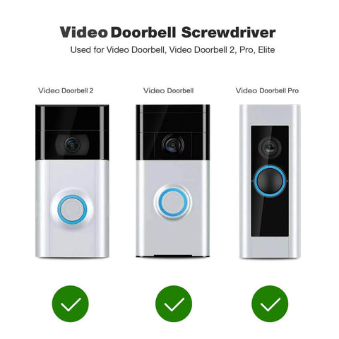 Three video doorbell models compatible with All In One Video Doorbell Screwdriver Bit Set With T6 And T15 Torx Heads
