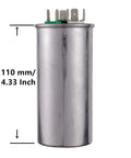 55 Plus 15uF Dual Run Start Round Capacitor For Condenser And Air Conditioner Heat Pump Motors And Fans, 370 To 440 VAC, CBB65B