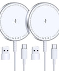2-pack MagSafe Wireless Charging Pad For iPhone 12-17 Series And AirPods Pro, USB-C and USB-A cables displayed