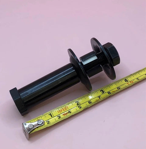 Heavy Duty Solid Steel Angle Grinder Buffing Wheel Extension Shaft Kit with black oxide steel adapter, 5 inch length.