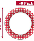 48 Pack Red And White Checkered Disposable Paper Plates For Backyard Kickbacks Rad Checkered Plaid Dessert Plates 7 inch round paper plates.