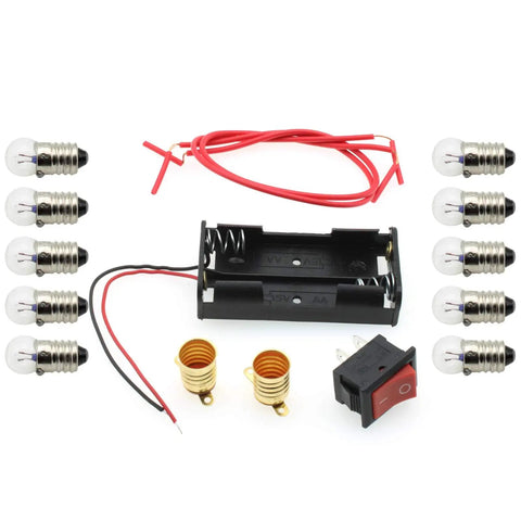 Electrical Circuit Experiment Kit For Home And School, DIY Circuit Builder with bulbs, battery holder, wires, and switch