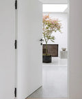 Premium Hidden Door Hinge Jig Kit And Concealed Hinge Installation Template For Murphy Doors and Secret Entrances, white door view.
