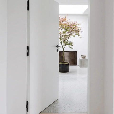 Premium Hidden Door Hinge Jig Kit And Concealed Hinge Installation Template For Murphy Doors and Secret Entrances, white door view.