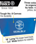 Large 16-Inch Canvas Tool Pouches 3-Pack with Brass Zippers and Hanging Grommets for Easy Tool Storage, Durable No 8 Canvas, Wide Bottom