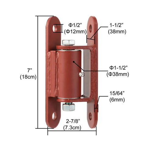 Heavy Duty 7 Inch Gate Hinges With Needle Roller Bearings, Bolt On To Gate And Post, Driveway And Pedestrian Gate Hardware, 2150P Lubricable Hinges, Sold As A Pair, 7in red steel hinge