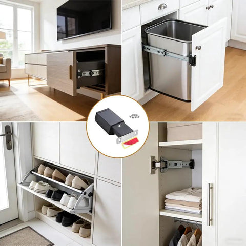 Magnetic Push to Open Cabinet Hardware Heavy Duty Push Latch and Lock for Hidden Doors in kitchen and closet setups