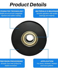 Two Piece U Groove Round Pulley 0.4x2.0x0.7in Nylon Coated Wheel With 380kg Load Capacity For Doors Windows Drawers Hardware Durable Sliding Support Smooth Operation For Quiet Reliable Sliding And Easy Installations, black wheel close-up