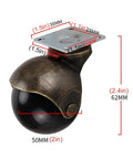 Four Pack Vintage Bronze Swivel Caster Wheels 2 Inch Replacement Furniture Casters detailed dimensions and design view.