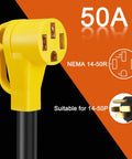 NEMA 14-50R plug for EV charging, yellow design, suitable for 14-50P, 50A capacity, part of Badass Heavy Duty Nema L6-30p To 14-50r Ev Charger Adapter Cord.