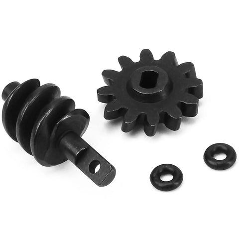 Overdrive Helical Gear Set 2-12T For 1/24 Axial SCX24 Crawler Upgrades With Steel Worm Gears shown in detail