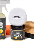 Natural Stone Daily Cleaner And Wax Care Kit For Soapstone Slate And Concrete Surfaces with spray, wax, pad, and towel.