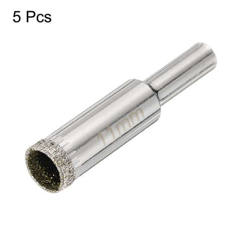 5-piece HARFINGTON diamond drill bit hole saw set, silver metal body, 7/16 in (11 mm) for tile and glass