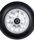 Top view of 9-LED Anywhere Light XB Black with ultra bright floodlight and one touch on/off button.