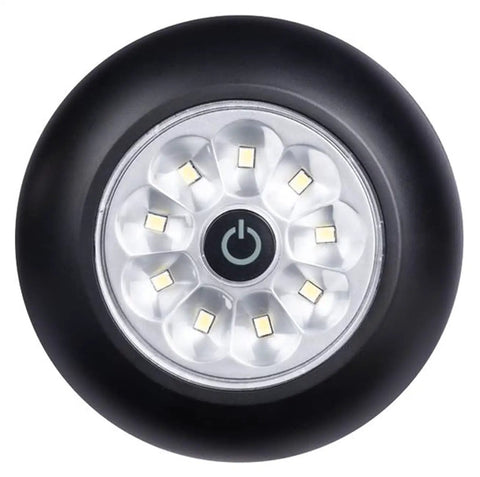 Top view of 9-LED Anywhere Light XB Black with ultra bright floodlight and one touch on/off button.